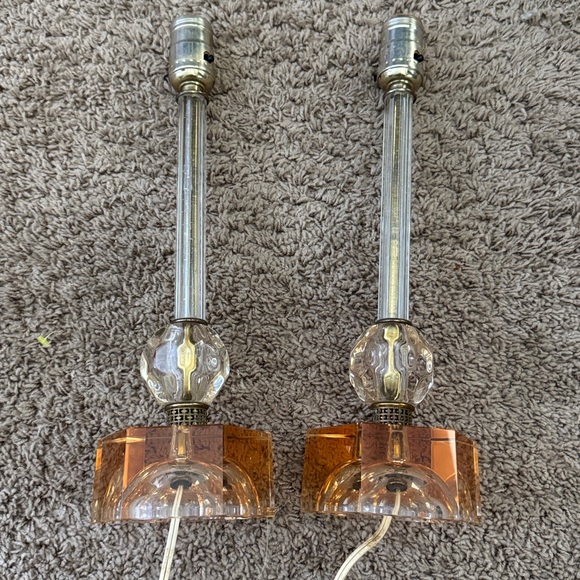 Vintage Other - Set of 2 Vintage Glass Boudoir Lamps – 15” Tall